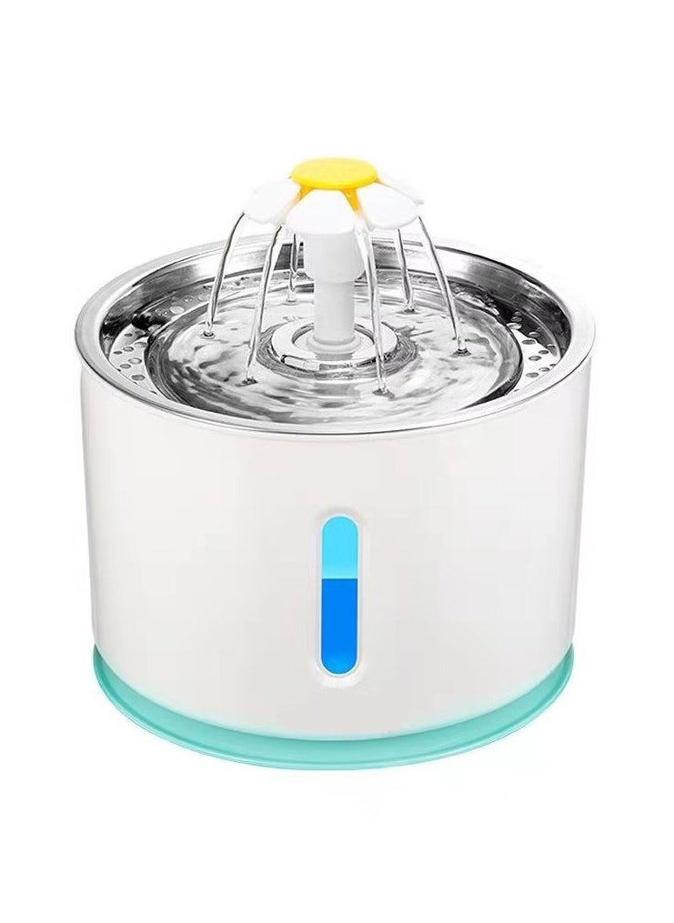 Halamine 2.4L Automatic Cat Water Fountain with LED White/Silver  - Image 1
