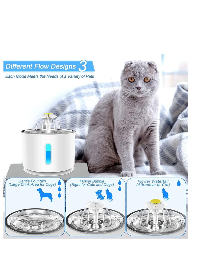 Halamine 2.4L Automatic Cat Water Fountain with LED White/Silver  - Image 4