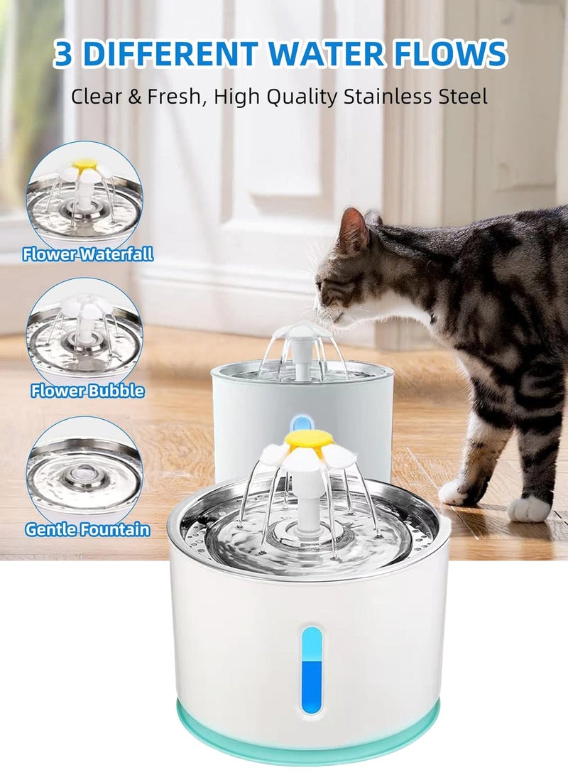 هالامين نافورة مياه أوتوماتيكية للقطط بسعة 2.4 لتر مع إضاءة LED بيضاء/زرقاء,نافورة ماء للقطط - Image 3