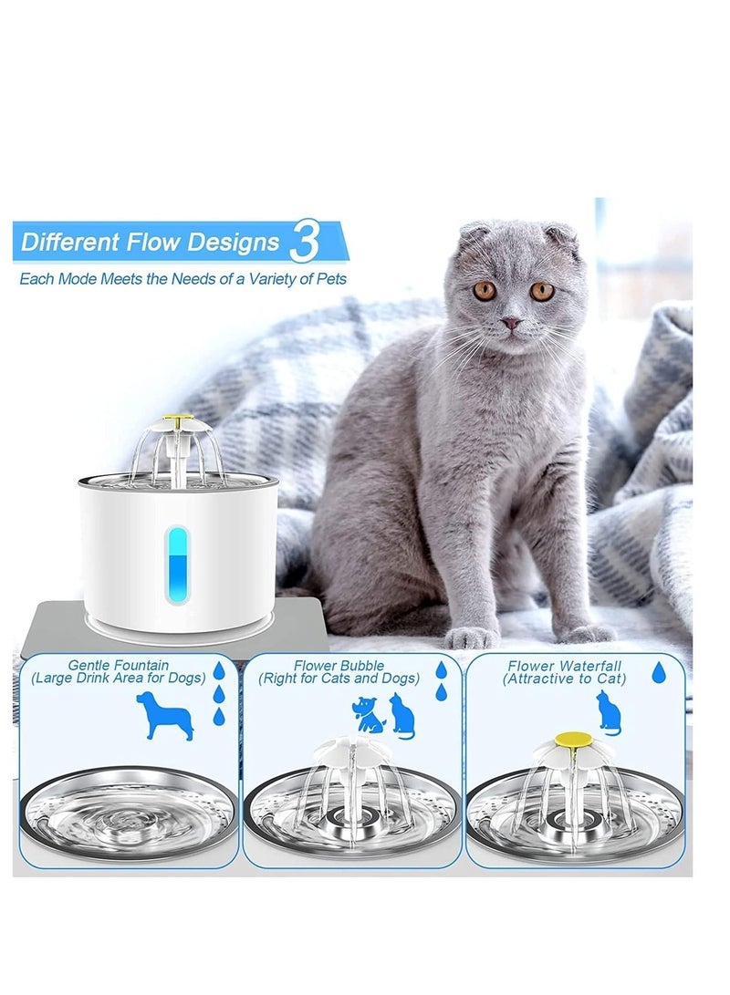 هالامين نافورة مياه أوتوماتيكية للقطط بسعة 2.4 لتر مع إضاءة LED بيضاء/زرقاء,نافورة ماء للقطط - Image 5