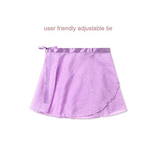 EQSJIU Purple Ballet Leotards for Girls Size 7-8 Years Old 7/8 Ruffle Sleeve Sequins Skirted Leotards with Separate Skirt - Image 4
