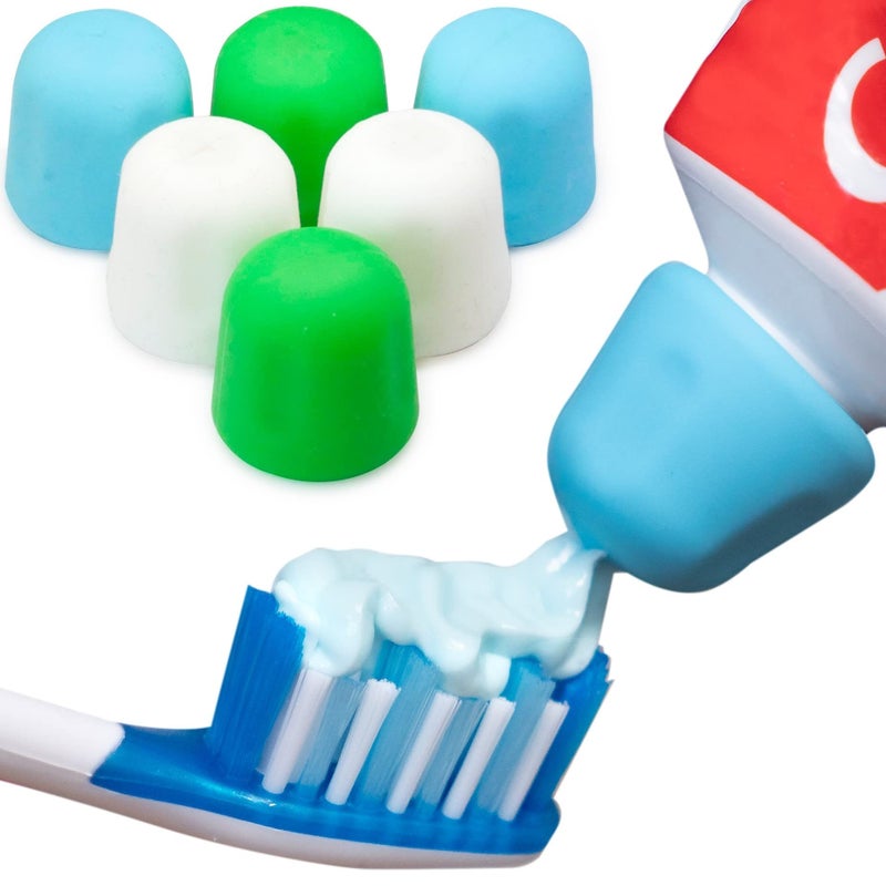 Tilcare Self Closing Toothpaste Caps 6-Pack by Tilcare - No Waste Cap Dispensers for Adult and Kids Bathroom - Mess-Free Toothpaste Lids - Easy to Use, Food Grade Silicone and BPA-Free Toppers - Image 1