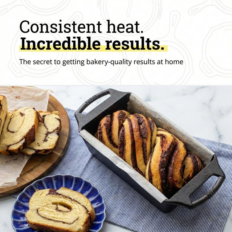 Lodge Seasoned Cast Iron Loaf Pan - Pre-Seasoned Rectangular Cast Iron Bakeware- Even Browning Bread Pan with Easy-Release Finish - PFAS-Free Non-Toxic Cookware - 8.5 Inches - Image 5