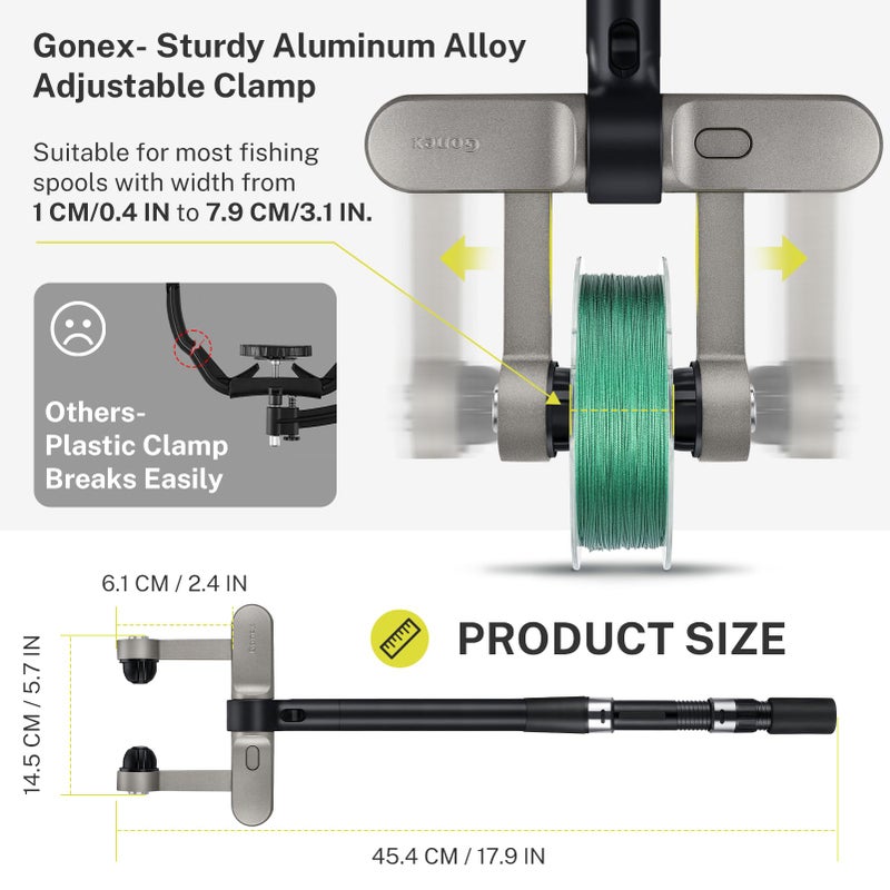 Gonex Fishing Line Spooler with Unwinding, No Line Twist, Adjustable Line Winder for Spinning, Cast, Spincast Reels, Spool Spooling Station System, Function Installation-Free - Image 2