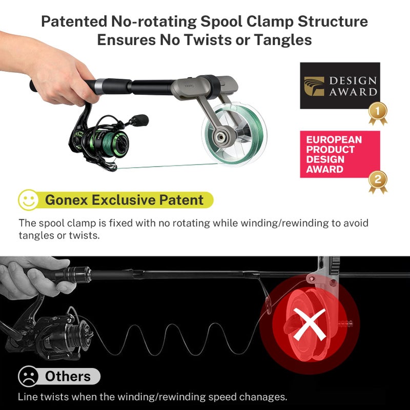 Gonex Fishing Line Spooler with Unwinding, No Line Twist, Adjustable Line Winder for Spinning, Cast, Spincast Reels, Spool Spooling Station System, Function Installation-Free - Image 3