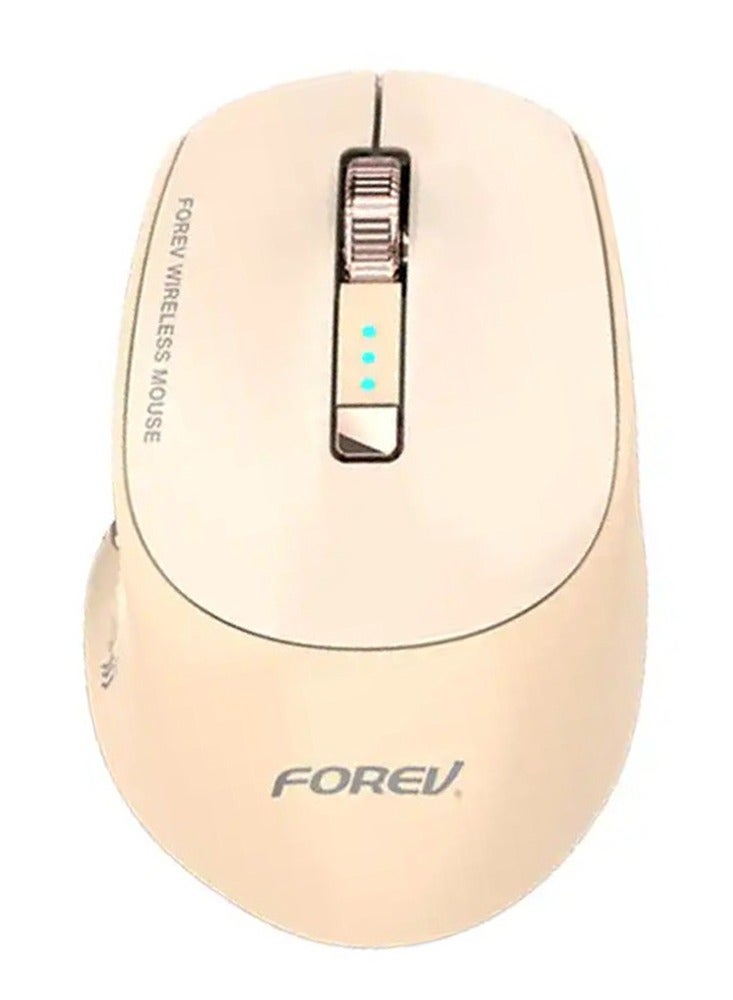 Forev Wireless Bluetooth mouse for computer and laptop, FV-985 rechargeable  type-C cable , 2.4 GHz , 6 button and USB Mini Receiver 1600 DPI , 10M Operating Range - for home and office use fashion design comfortable for the hand (beige) - Image 1