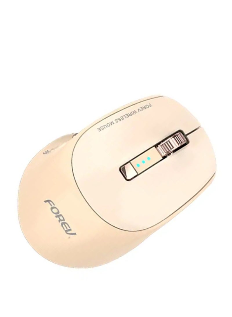 Forev Wireless Bluetooth mouse for computer and laptop, FV-985 rechargeable  type-C cable , 2.4 GHz , 6 button and USB Mini Receiver 1600 DPI , 10M Operating Range - for home and office use fashion design comfortable for the hand (beige) - Image 2