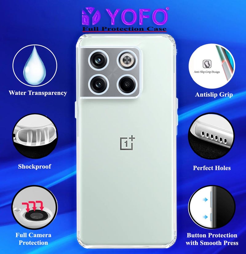 YOFO Back Cover for OnePlus 10T (5G) (Flexible|Silicone|Transparent|Full Camera Protection|Anti Dust Plug) - Image 2