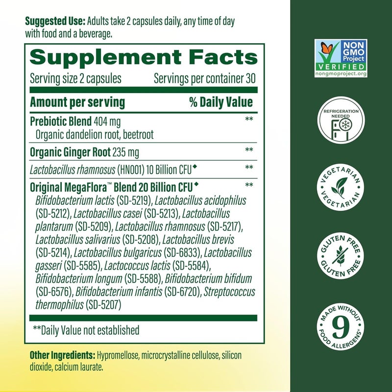 MegaFood Baby & Me 2 Prenatal Probiotic + Prebiotic - 30 Billion CFU - Vegan - 60 Capsules - Image 2