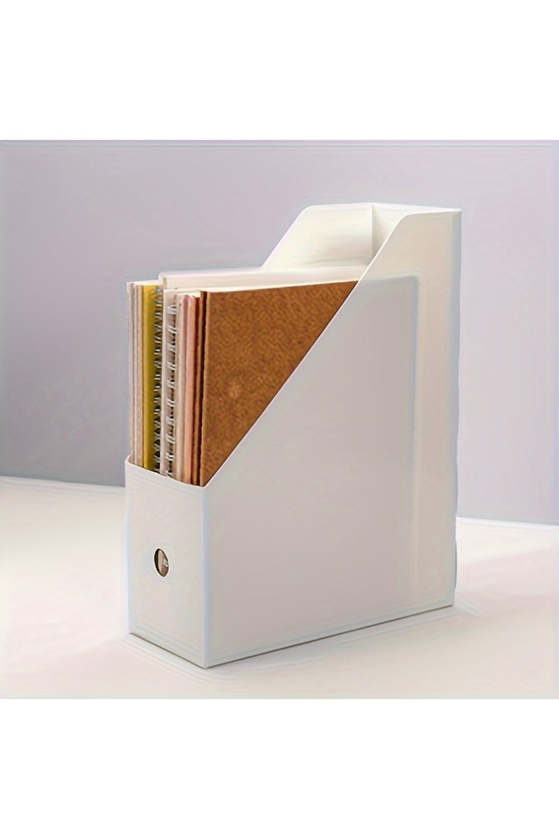 منظم مكتب متعدد الأغراض من البلاستيك الأبيض - حامل كتب وحامل ملفات للوازم المكتبية والأدوات المكتبية