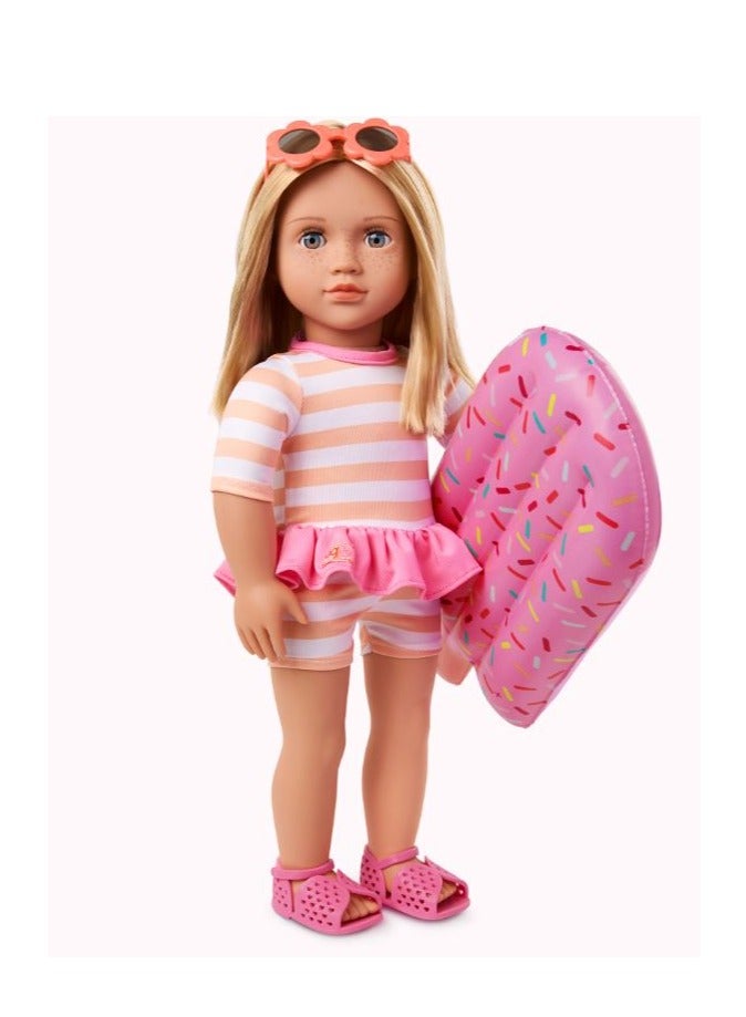 Our Generation Margot 18" Doll with Swimsuit and Pink Pool Float Accessory - Image 1