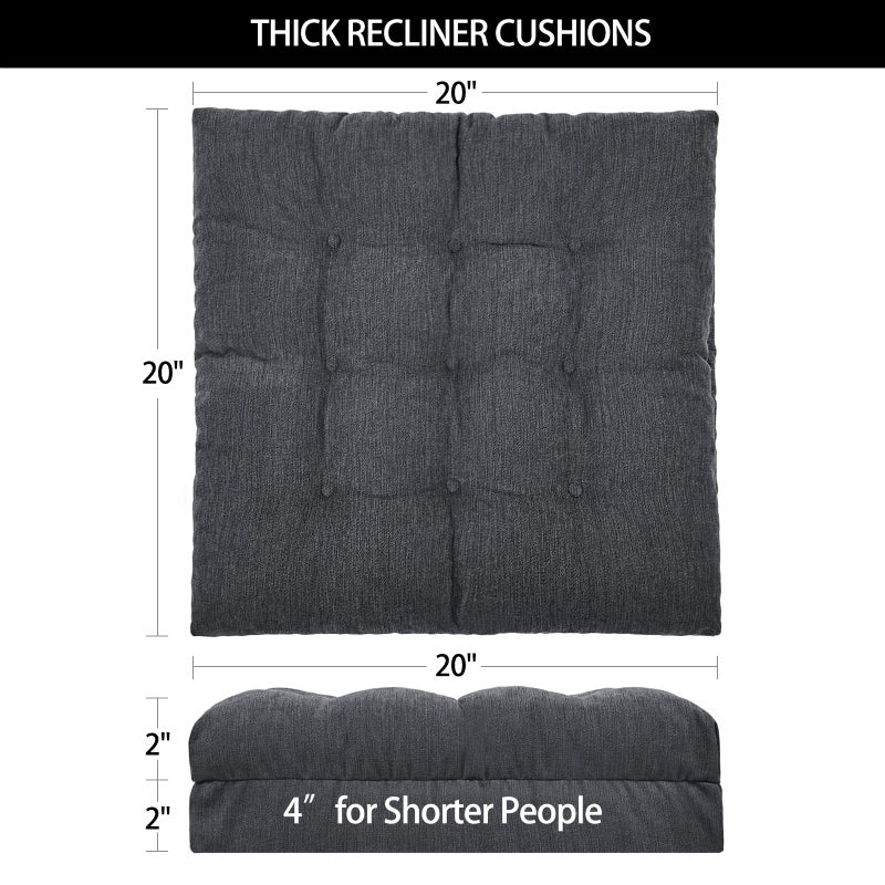 HAVARGO Recliner Cushions for Elderly, 20x20x4 Inch Thick Chair Cushion for Shorter Users Patent Design Soft Tufted Dual Layer Booster Seat Cushions for Seniors Recliner Risers Gray 1P - Image 2
