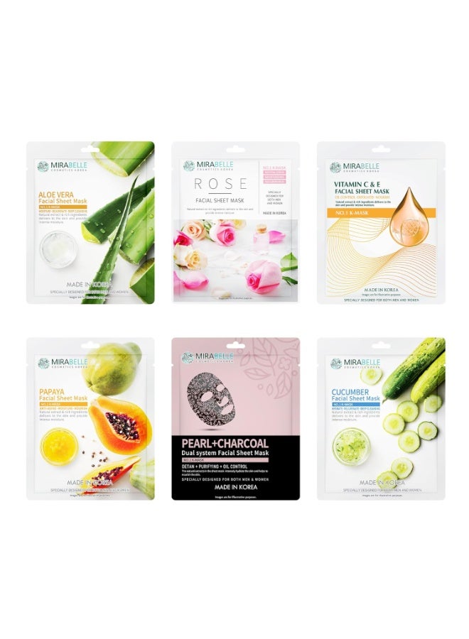 MIRABELLE COSMETICS KOREA Sensitive Skin Facial Sheet Mask (Pack of 6) - Image 1