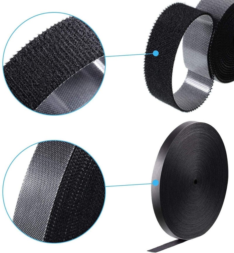 Loquat Reusable Cable Tie Roll Hook and Loop Fastener Tape 1 Meter 12mm Black Yellow Pack of 6 - Image 2