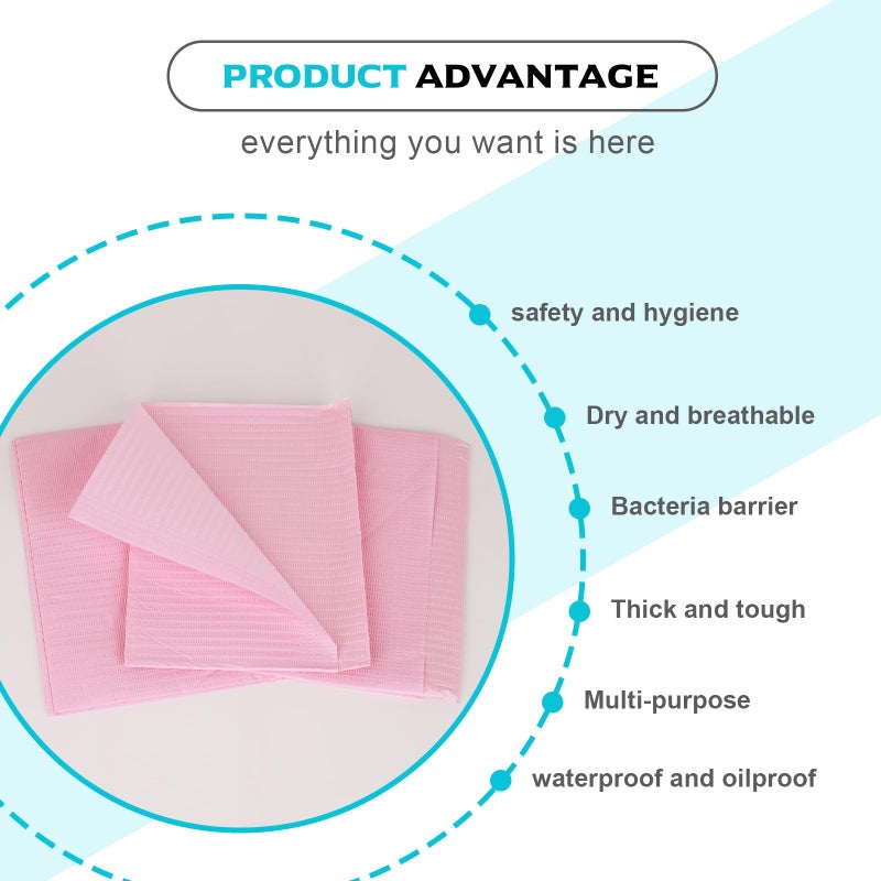WZPB Tattoo Practice Skin with Dental Bibs - 5Pcs Fake Skin 3MM with 50Pcs Disposable Dental Bibs 13"*18" Pink for Nail Salon, Dental Clinic, Tattoo Shop, Beginners and Artists - Image 2