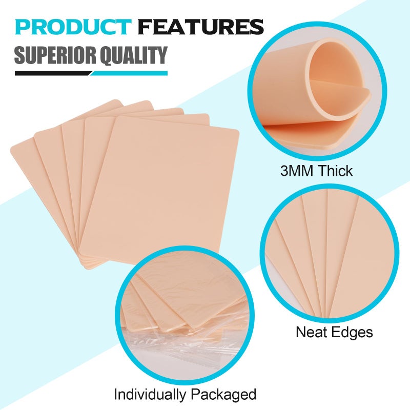 WZPB Tattoo Practice Skin with Dental Bibs - 5Pcs Fake Skin 3MM with 50Pcs Disposable Dental Bibs 13"*18" Pink for Nail Salon, Dental Clinic, Tattoo Shop, Beginners and Artists - Image 4