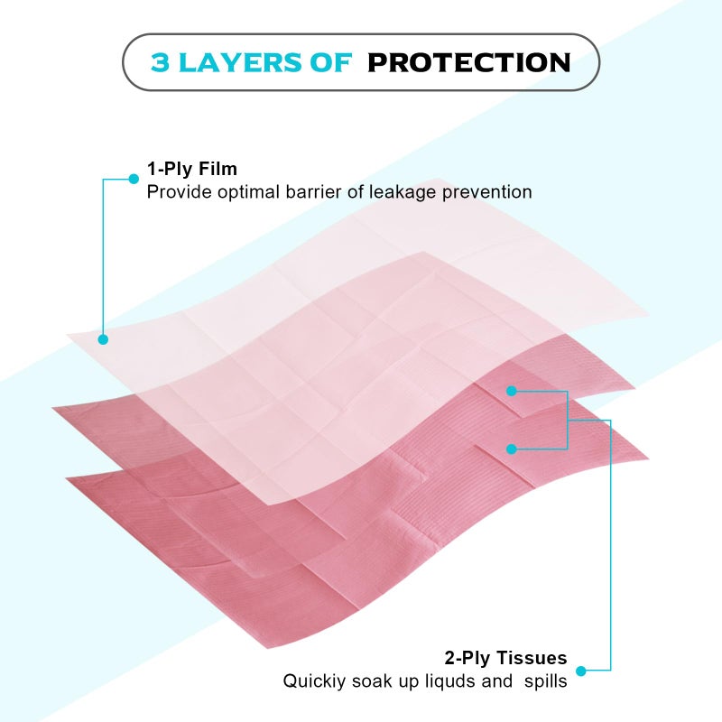 WZPB Tattoo Practice Skin with Dental Bibs - 5Pcs Fake Skin 3MM with 50Pcs Disposable Dental Bibs 13"*18" Pink for Nail Salon, Dental Clinic, Tattoo Shop, Beginners and Artists - Image 3