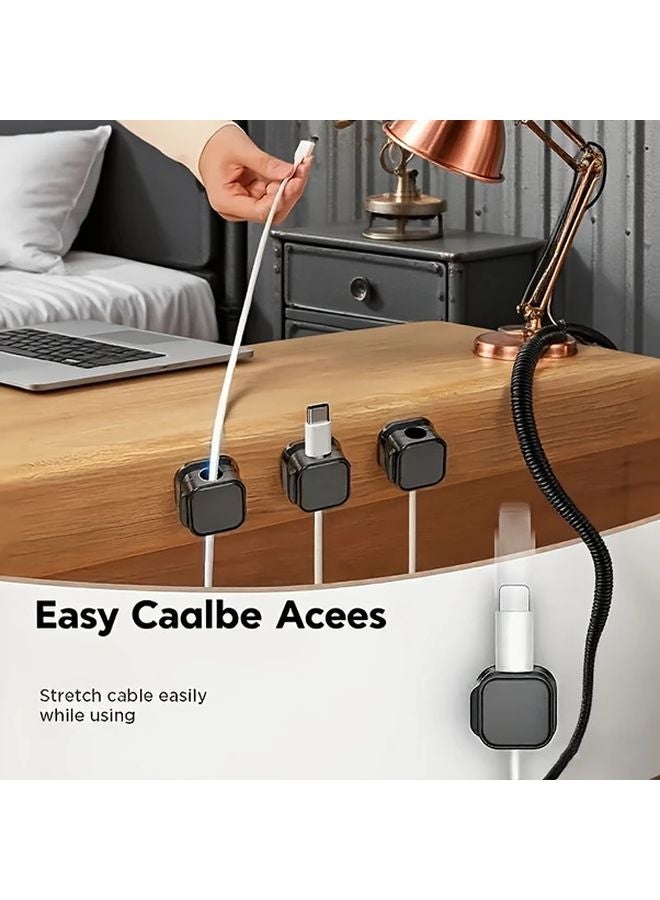 Black 8pcs Magnetic Cable Organizer Clips Self Adhesive Desk Cord Holders - Image 2