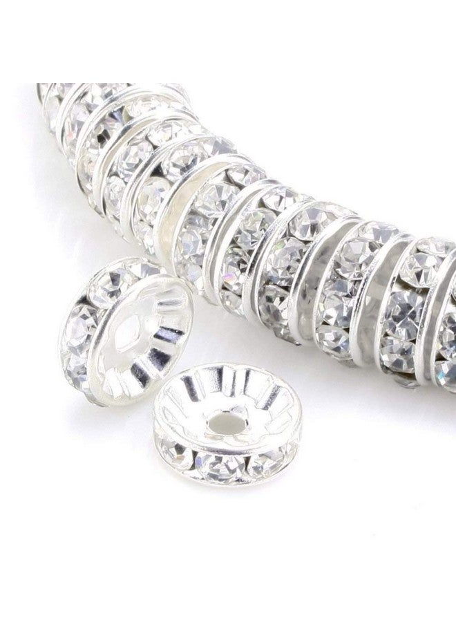 روبيكا 100 قطعة من الخرز الدائري الدائري باللون الفضي 8 مم كريستال تشيكي أبيض شفاف - Image 1