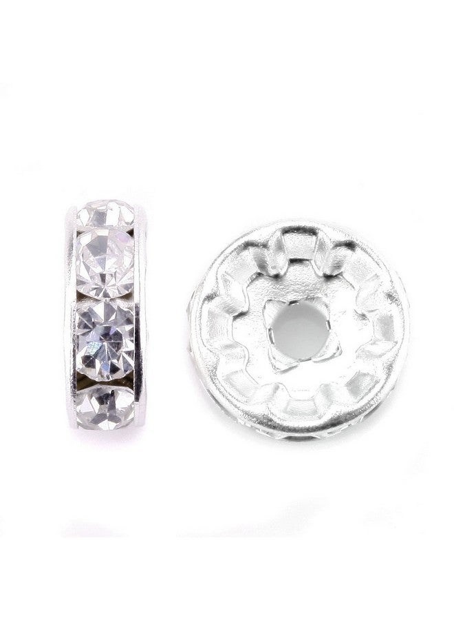 روبيكا 100 قطعة من الخرز الدائري الدائري باللون الفضي 8 مم كريستال تشيكي أبيض شفاف - Image 2