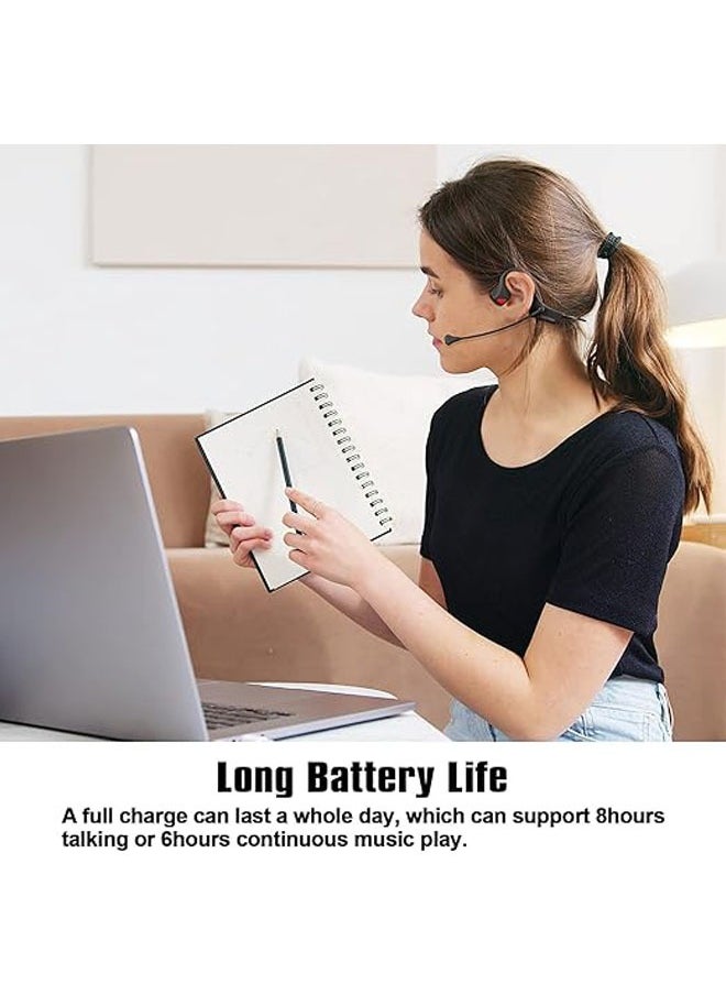 General - Bone conduction headset Bluetooth with microphone Wireless computer headset with microphone Open bluetooth headset Noise cancelling multipoint connection For PC, work - Image 1