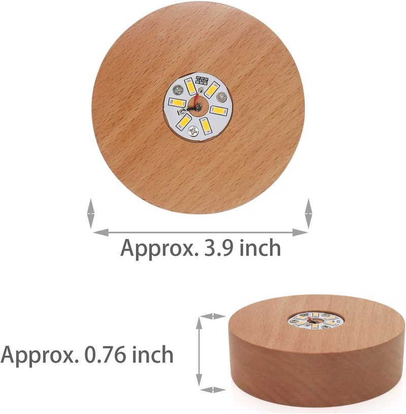 Bituulor Battery Power Led Light Stand for 3D Crystal Art Glass,Warm Light,Wood,4 inch - Image 2