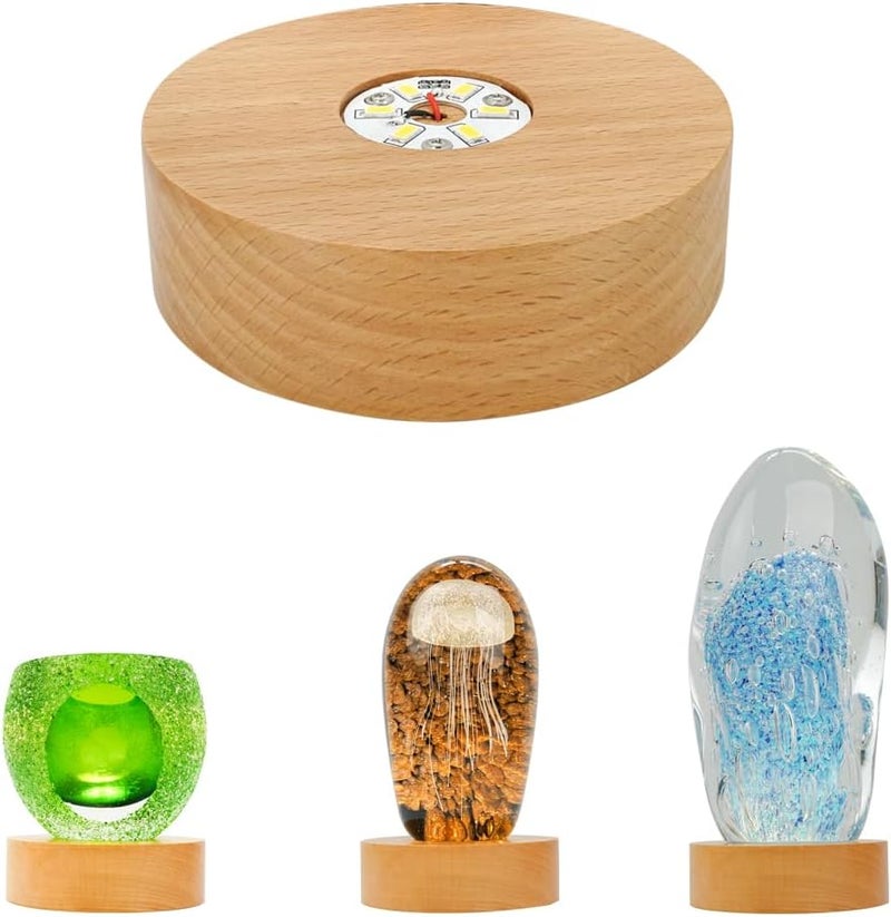 Bituulor Battery Power Led Light Stand for 3D Crystal Art Glass,Warm Light,Wood,4 inch - Image 1