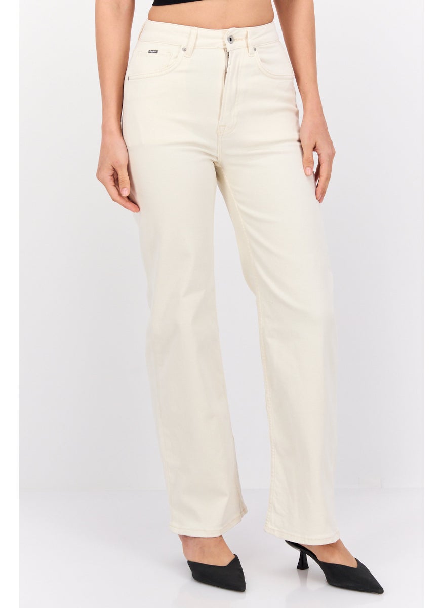 Pepe Jeans Women Cropped Lexa High Waist Stretchable Jeans, Cream  - Image 1