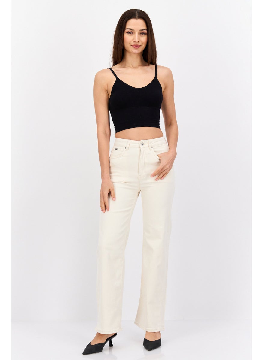 Pepe Jeans Women Cropped Lexa High Waist Stretchable Jeans, Cream  - Image 4