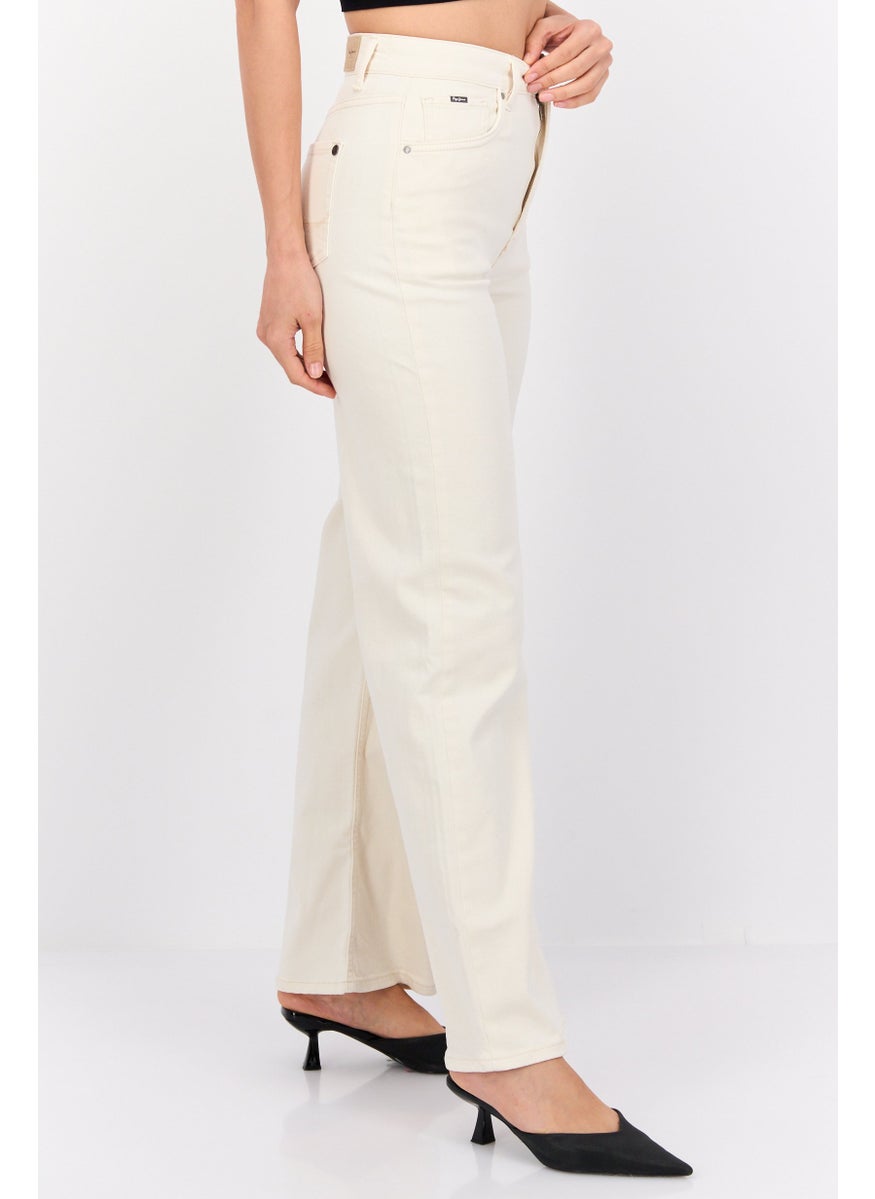 Pepe Jeans Women Cropped Lexa High Waist Stretchable Jeans, Cream  - Image 2