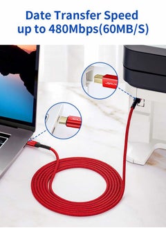 JSAUX USB B to USB C Printer Cable 10ft, Nylon Braided, USB C MIDI Cable Compatible for MacBook Pro, HP, Epson, Canon, Brother, Lexmark, Xerox Printers and Scanner-Red  - Image 3