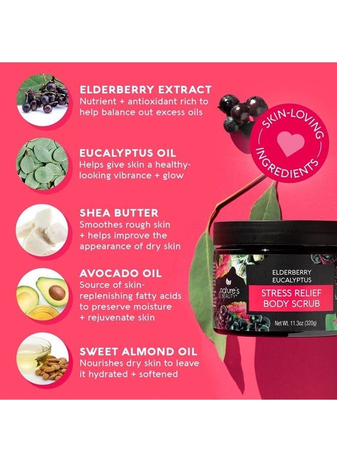 Nature's Beauty - Elderberry Eucalyptus Stress Relief Body Scrub Multi-Pack - Gently Exfoliate, Relax & Calm Dry Skin, Made w/ Shea Butter, Avocado Oil and Sweet Almond Oil, 11.3 oz (2 Pack) - Image 1