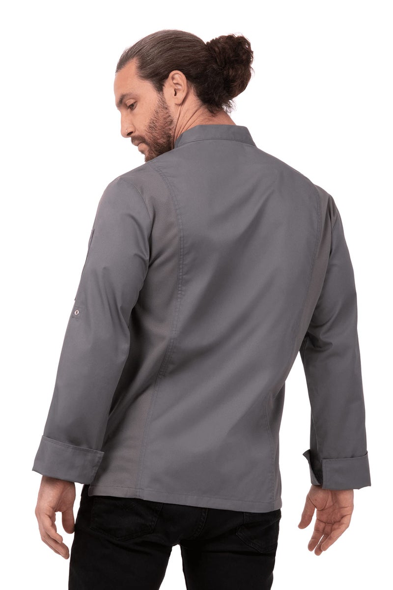Chef Works Men's Lansing Chef Coat, Grey, Small - Image 2