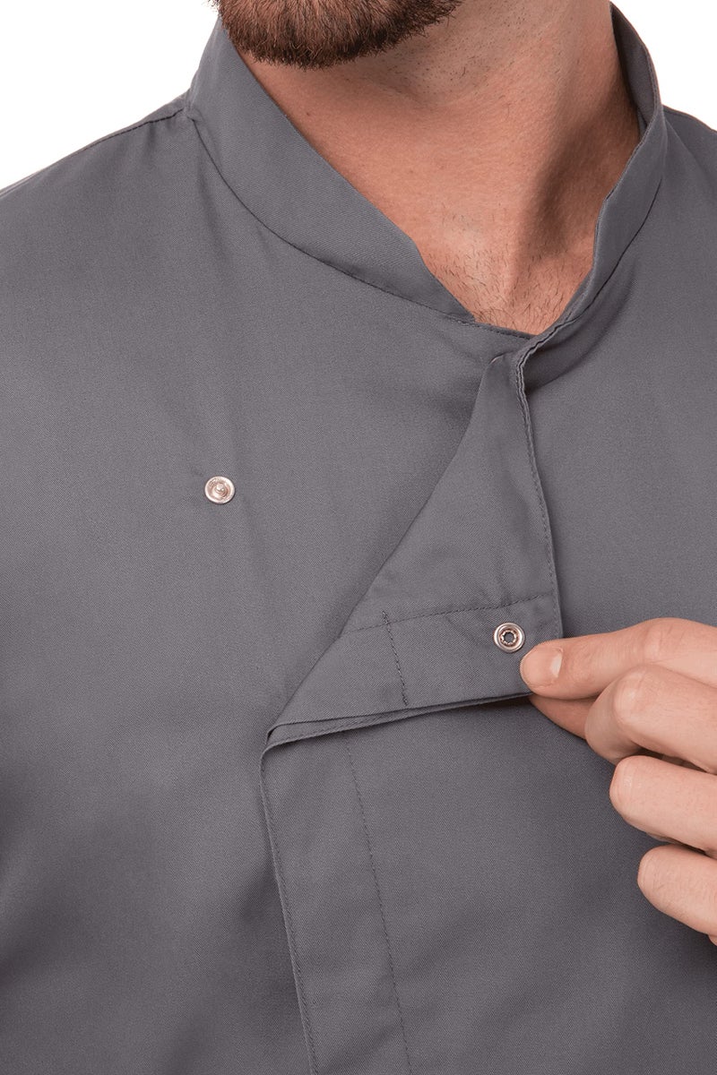 Chef Works Men's Lansing Chef Coat, Grey, Small - Image 4