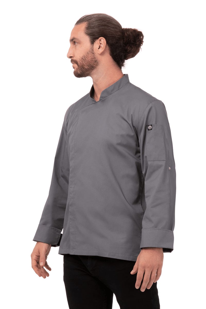 Chef Works Men's Lansing Chef Coat, Grey, Small - Image 5