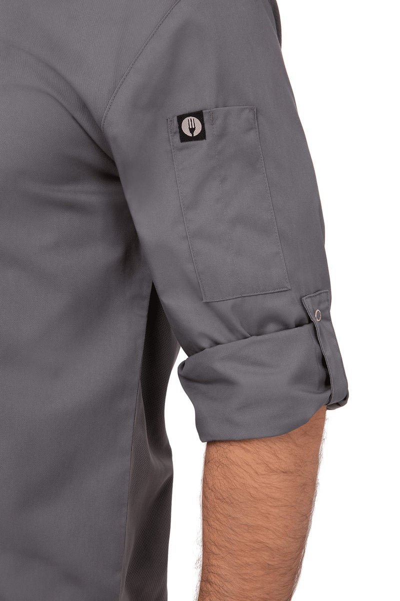 Chef Works Men's Lansing Chef Coat, Grey, Small - Image 3