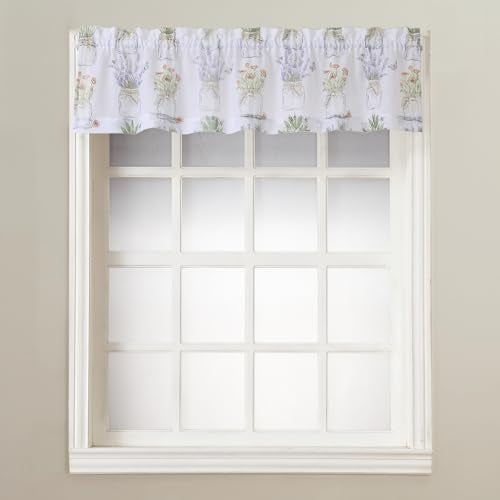 No. 918 Eve's Garden Semi-Sheer Rod Pocket Kitchen Curtain Valance, 54" x 14", White - Image 1