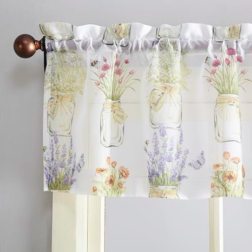 No. 918 Eve's Garden Semi-Sheer Rod Pocket Kitchen Curtain Valance, 54" x 14", White - Image 2