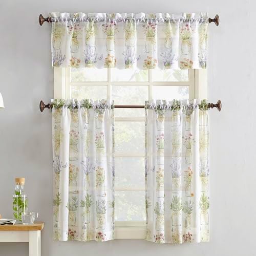 No. 918 Eve's Garden Semi-Sheer Rod Pocket Kitchen Curtain Valance, 54" x 14", White - Image 4