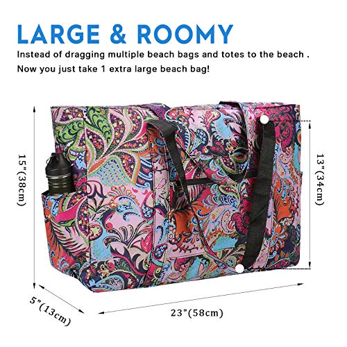 Outrip Extra Large Beach Bag and Totes for Family, XL Waterproof Pool Bag for Women with Zipper and Pockets - Great for Beach Travel Vacation - Image 5