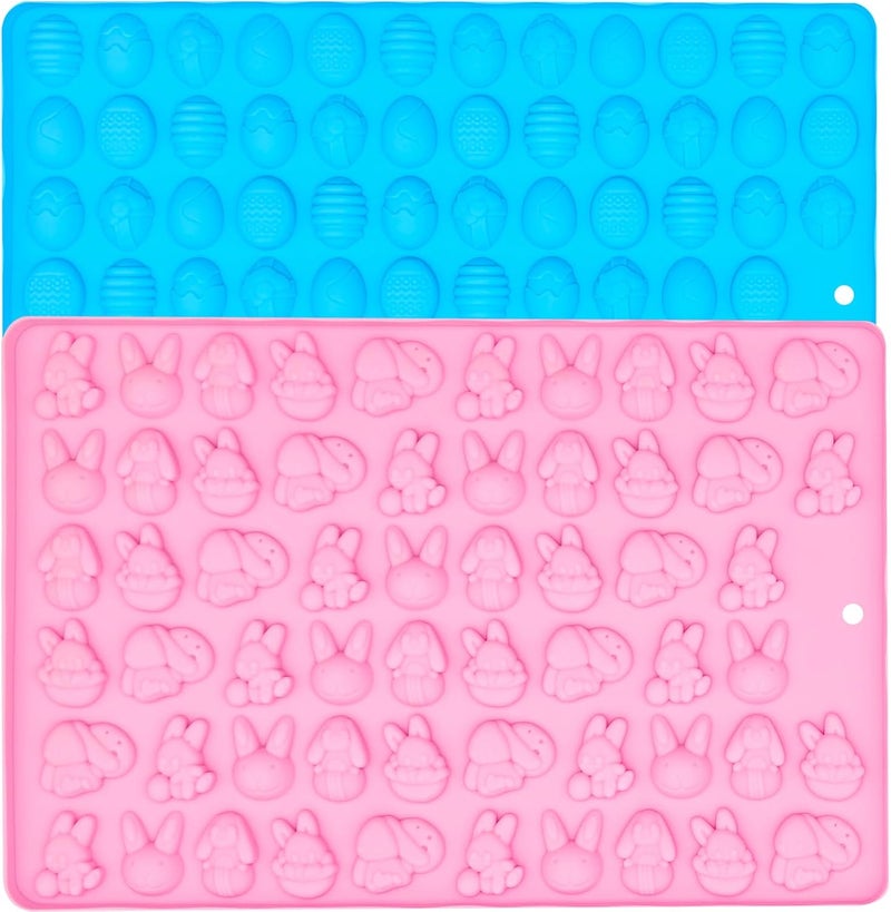 KBTBAK 2 Pack Silicone Chocolate Molds, Mini Easter Bunny/Easter Egg Molds for Candy, Jelly, Cookie, Cake Decoration(Easter Bunny/Easter Egg) - Image 1