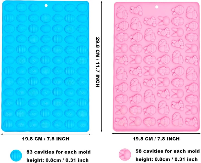 KBTBAK 2 Pack Silicone Chocolate Molds, Mini Easter Bunny/Easter Egg Molds for Candy, Jelly, Cookie, Cake Decoration(Easter Bunny/Easter Egg) - Image 2