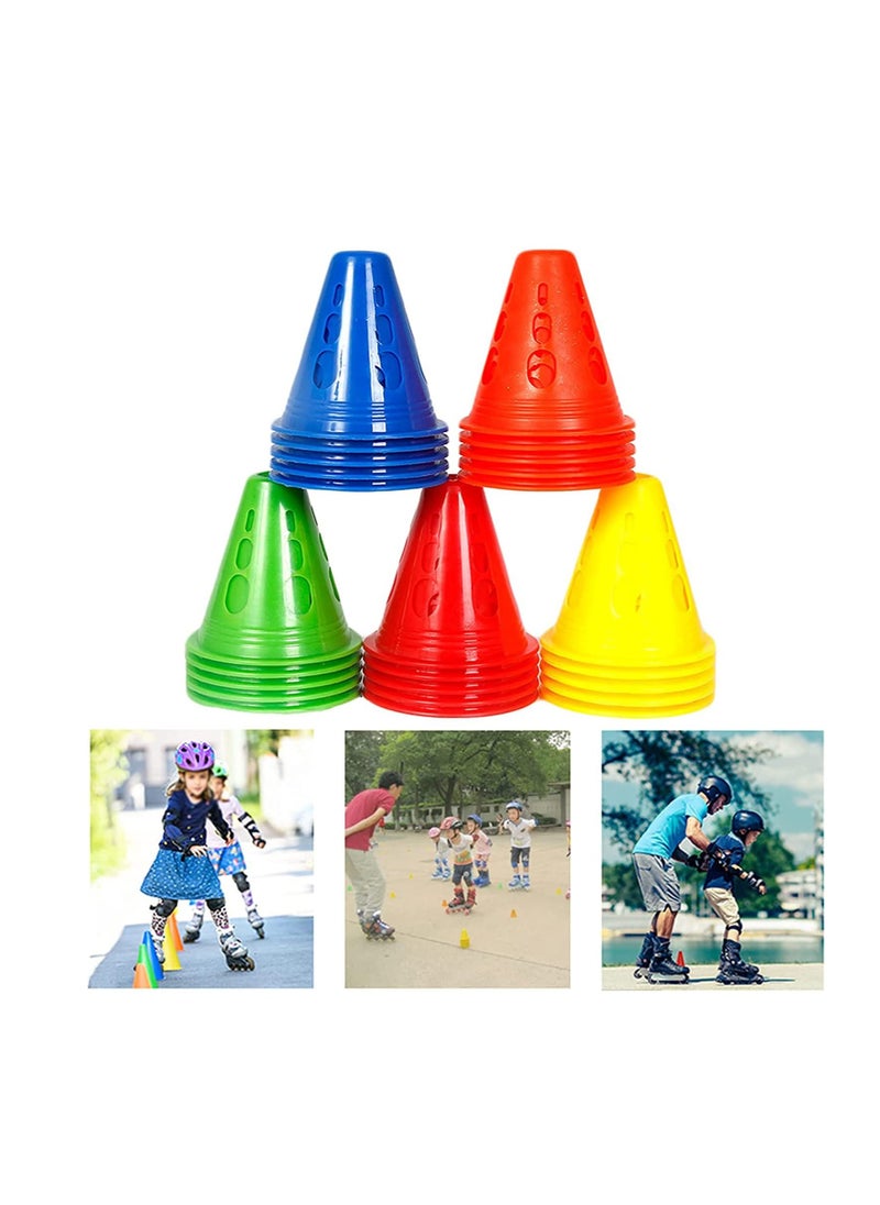 Excefore Marker Cone,Roller skating obstacle, Sport Training Traffic Cone,  Sport Space Marker, Traffic Cone Set For Kids Home Football Training Soccer (10 Pcs-Red, Yellow, Blue, Green, Pink)  - Image 1