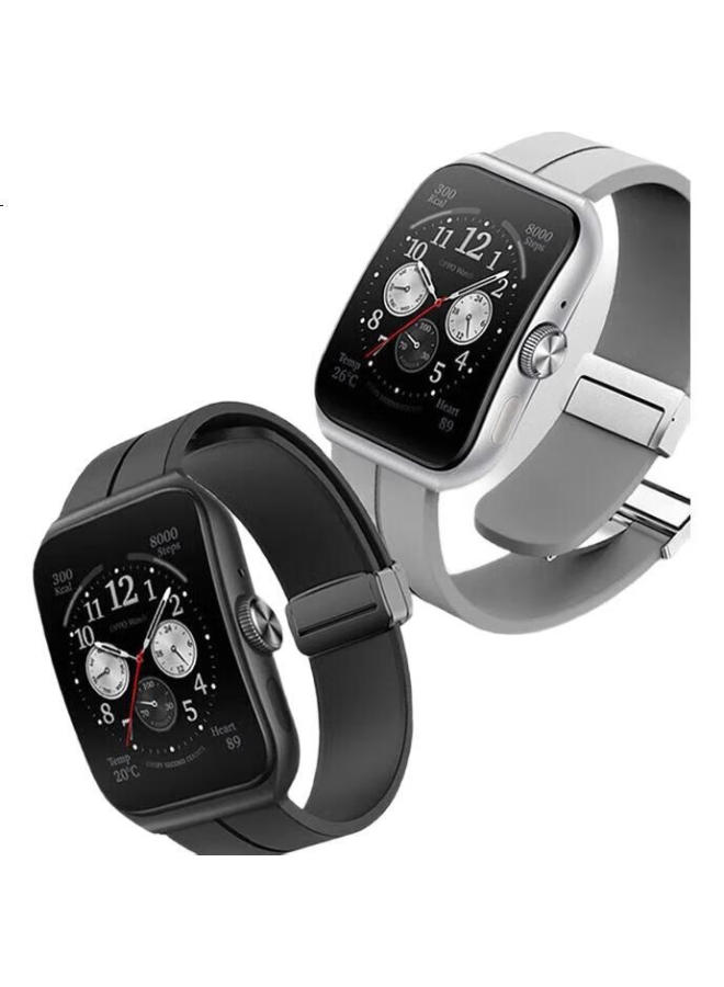 watchbond Compatible With Oppo Watch 4 Pro/3 Pro Watch Strap, Oppo Watch X Silicone Magnetic Folding Buckle Strap, Smart Sports Style Wristband, 46Mm Men'S And Women'S Style Wristband - Image 1