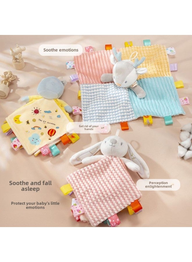 Baby Soothing Towel Toy Early Education Teething Gelatin Stroller Rattles Hanging Doll Plush Toys For Infants Visual And Emotional Development-Color:Striped Checkered Dog's Peace Towel - Image 2