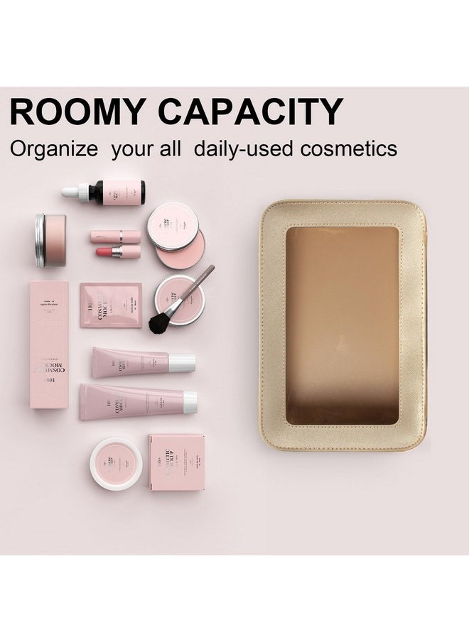 LETGO Clear Makeup Bags, Tsa Approved Toiletry Bag With Zipper, Clear Makeup Organizer Fit Carry-On Travel Essentials,Portable Travel Clear Cosmetic Bags Pouch For Women Men (Golden)  - Image 3