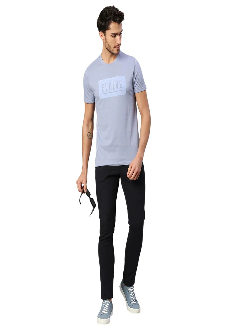 Dennis Lingo Men's Light Blue 100% Cotton Printed Regular Fit T-Shirt