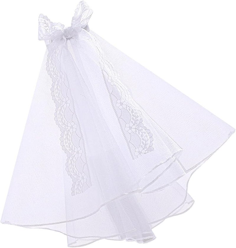 White Pet Wedding Veil With Lace Bow Headgear For Dog Cat Bride Costume Party Photo Prop - Image 1