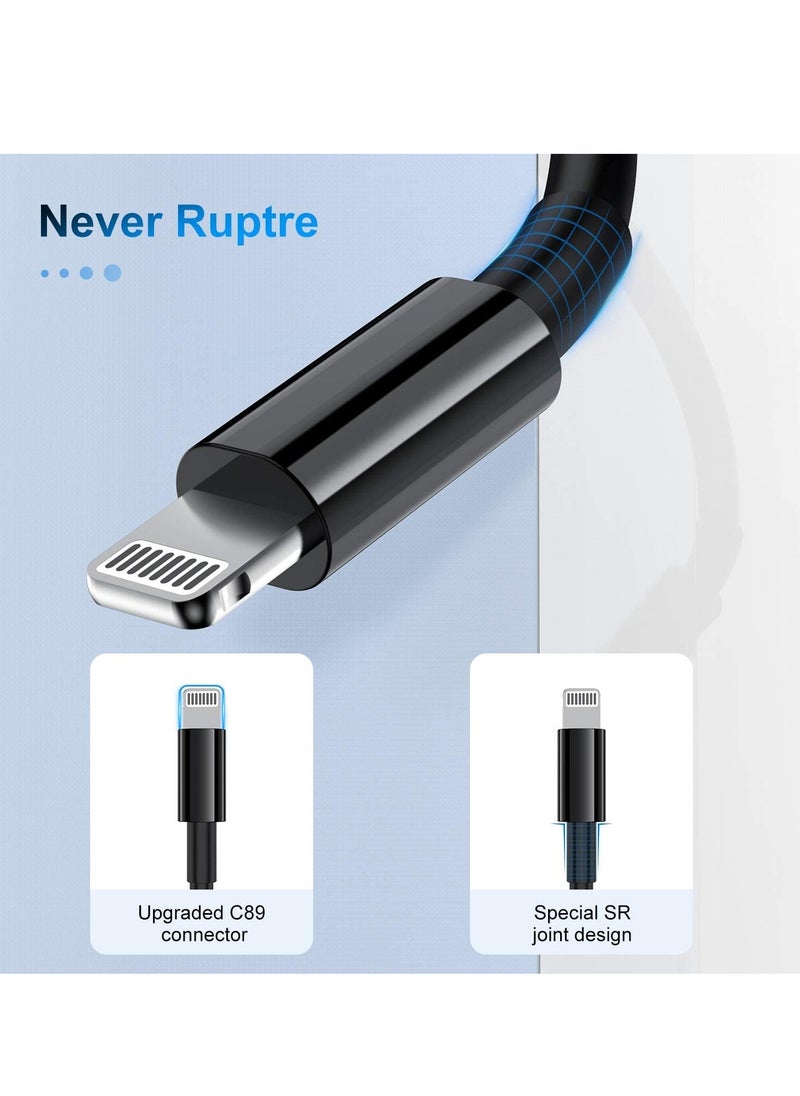 Generic - 3 Pack Apple MFi Certified iPhone Charger Cable 6ft, Apple Lightning to USB Cable Cord 6 Foot, 2.4A Fast Charging Apple Phone Long Chargers for iPhone 11/11Pro/11Max/ X/XS/XR/XS Max/8/7/6 (Black, 6ft) - Image 1