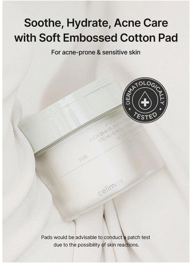 celimax Ji.Woo.Gae Cica Bha Blemish Toner Pad Hydrating & Moisturizing Exfoliating Pads For Oily Combination Skin For Soothing Depuffing Repairing Astringent Pads (60 Pads)  - Image 3